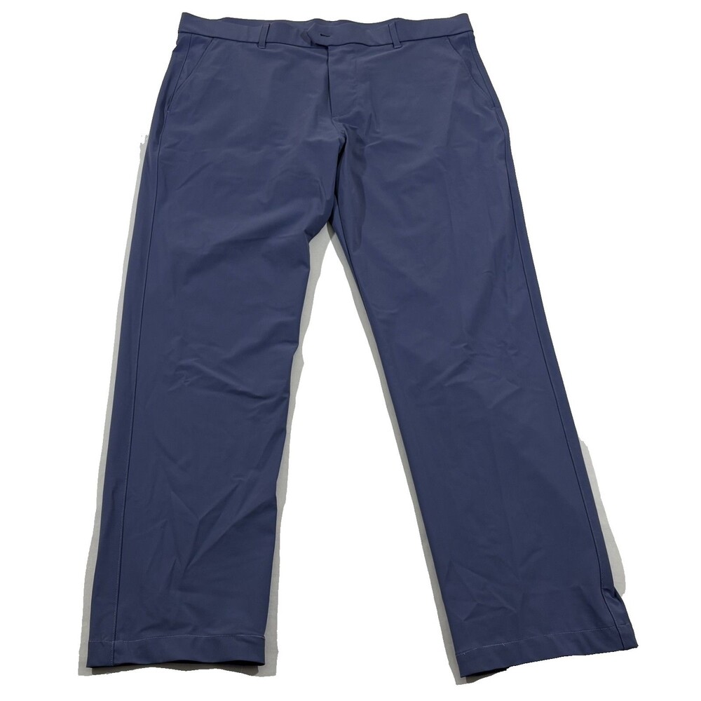 Greyson Mens Golf Pants Blue Stretch 29" Chino Trousers Performance Poly Sz 35